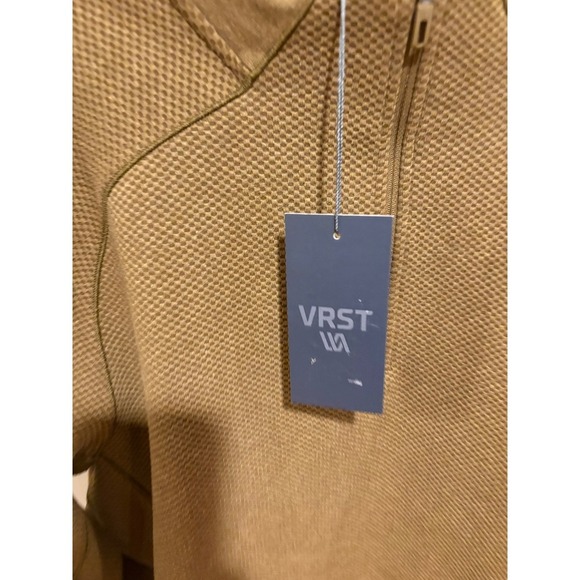 New VRST Mens Quarter Zip Pullover Textured Brown Mock Neck Long Sleeve Top $78 - Picture 5 of 12